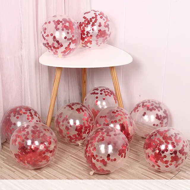 5 шт золотые серебряные конфетти воздушные шары с днем рождения Надувные латексные шары, гелий украшения для свадьбы дня рождения - Цвет: Red confetti