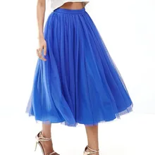 Женская юбка синяя Тюлевая юбка подружки невесты Свадебная юбка размера плюс Faldas Saias Femininas Jupe 5 слоев Макси Длинная