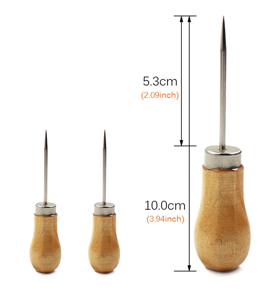 QJH DIY Швейные принадлежности парусиновая кожаная швейная обувь инструмент с деревянной ручкой шило ручная строчка конус кожевенное ремесло игла инструмент