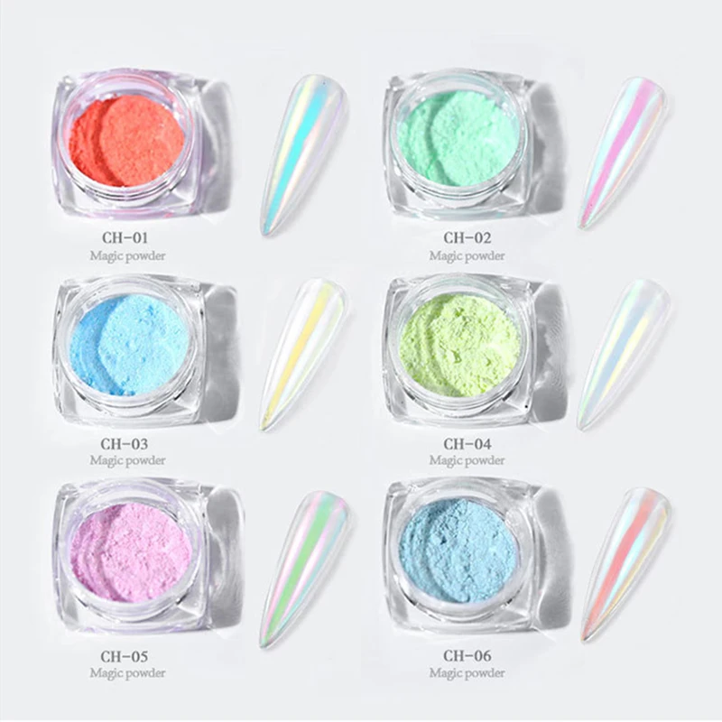 

0.2g/box Nail Glitter Powder Mermaid 6colors Rainbow Pigment Nail Glitters Dust Manicure Nail Art Glitter Decorations