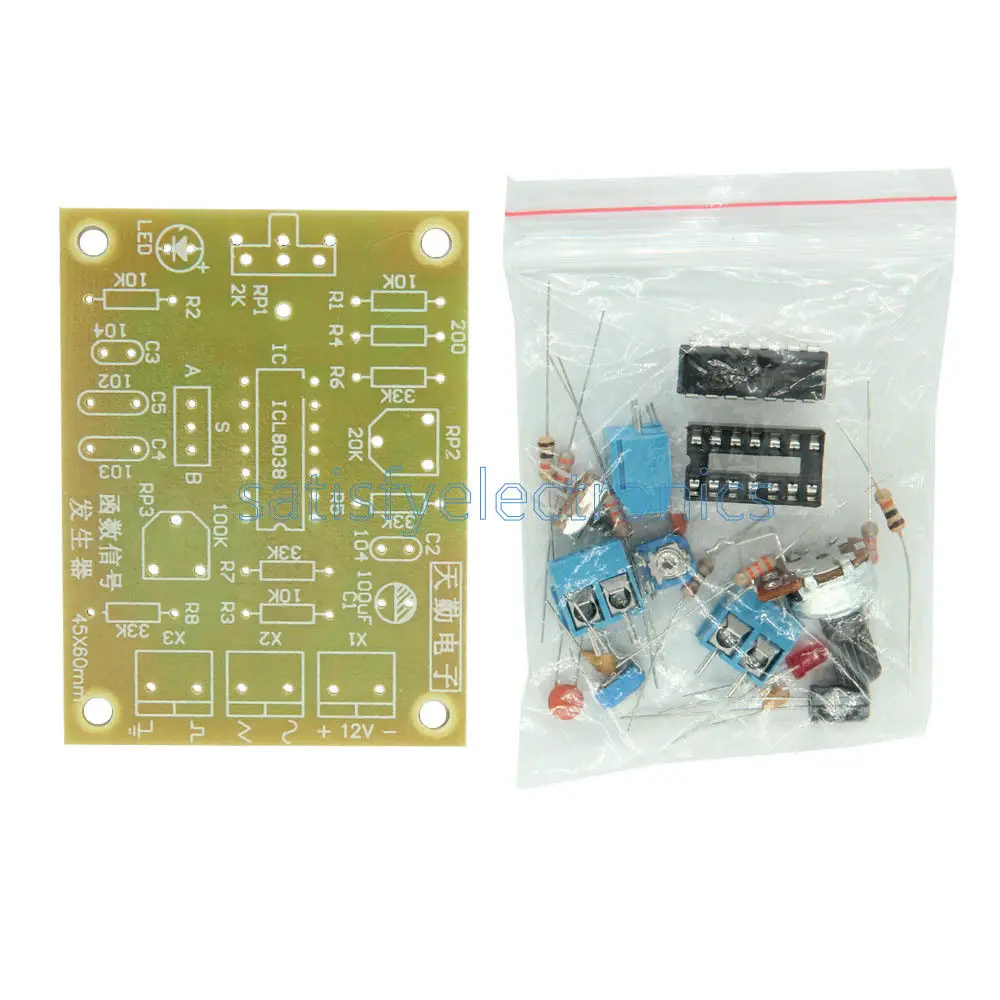

1 Set ICL8038 Monolithic Function Signal Generator Module DIY Kit Sine Square Triangle