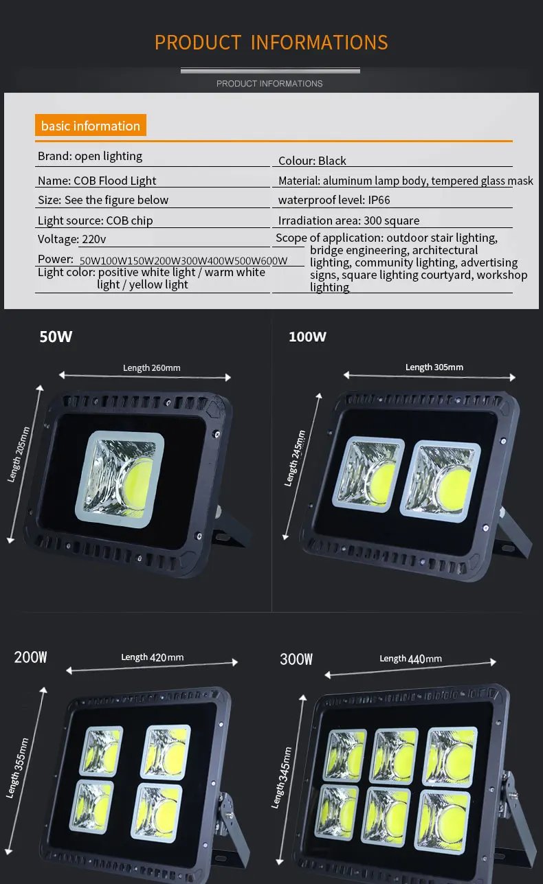 50 w/100 W/200 W/300 W/400 W/500 W/600 W Светодиодный прожектор света на открытом воздухе промышленные Профессиональные светодиодные лампы led путь на открытом воздухе