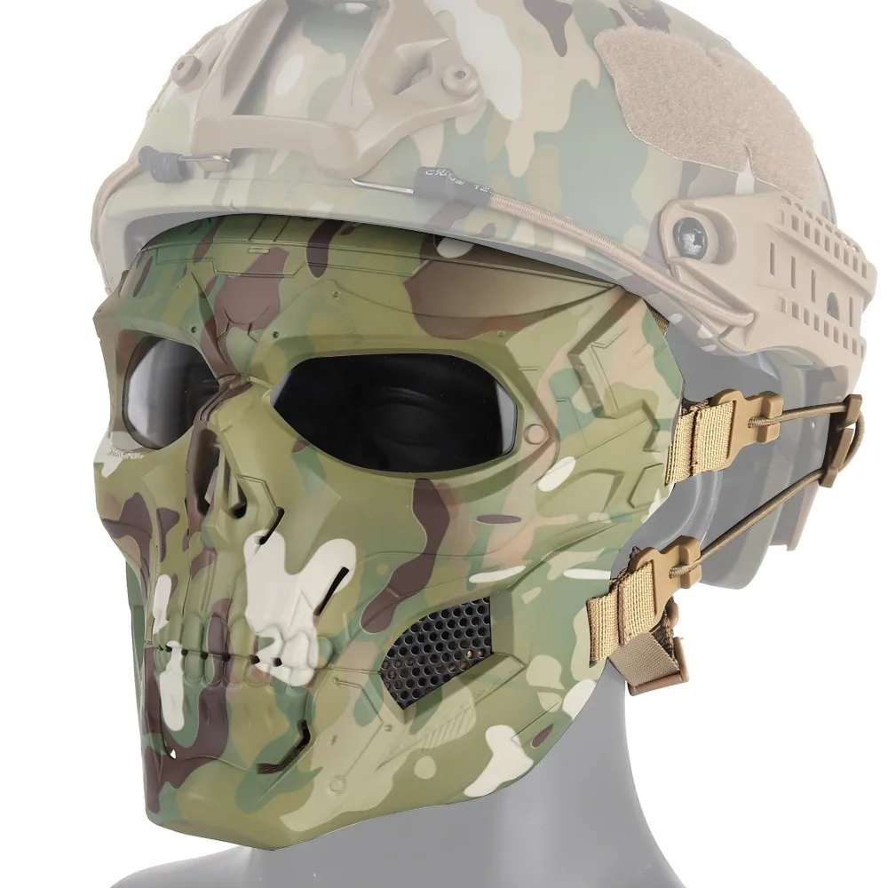 Airsoft Shooting Tactical Hunting Equipment Gears Skull Messengers Unisex Full Protective Mask Helmet 2 Wearing Ways Accessories