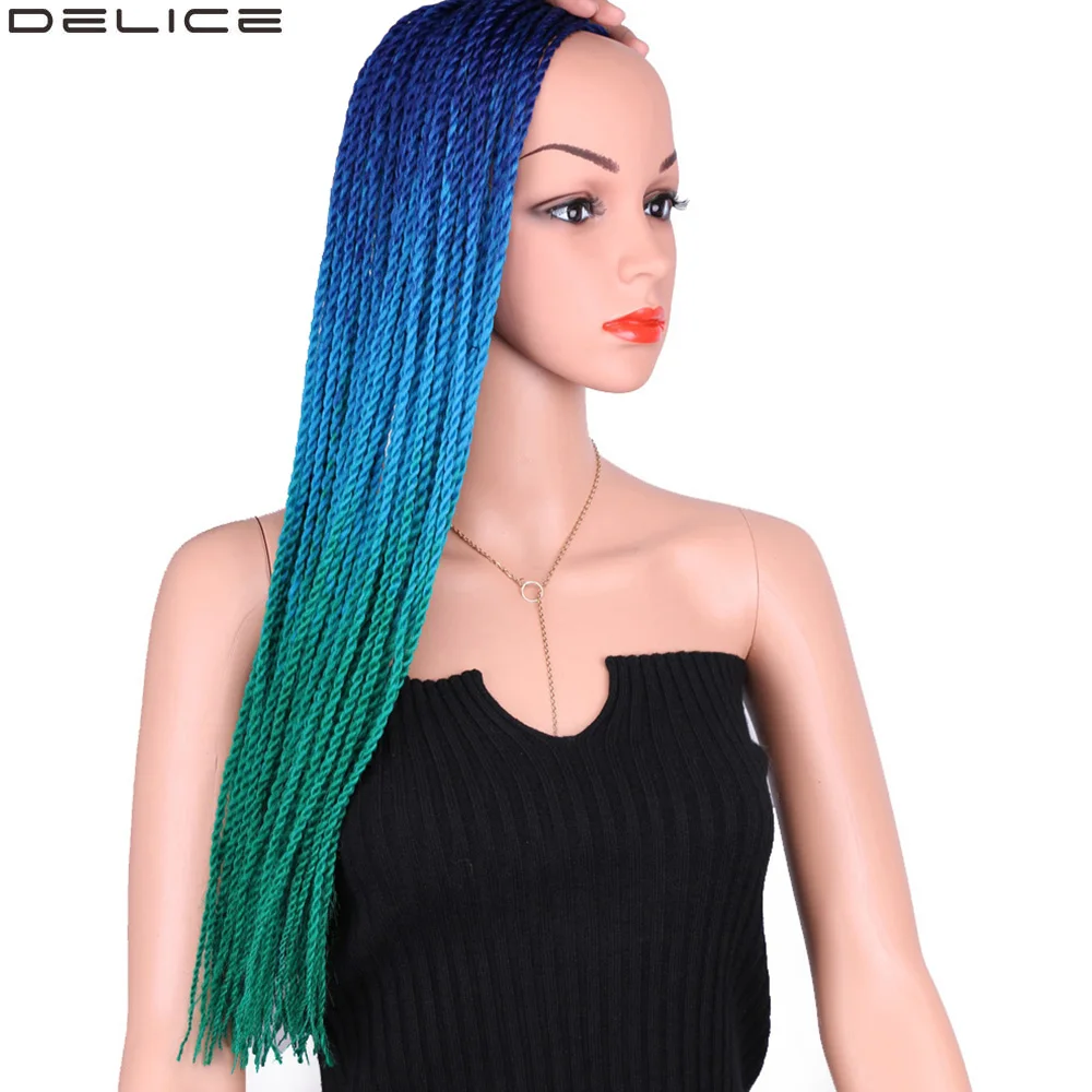 

Delice 22inch Senegalese Twist Crochet Braids 3 colors Ombre Long Hair Extensions Synthetic Braiding Hair Box Braids 30 Roots/pc