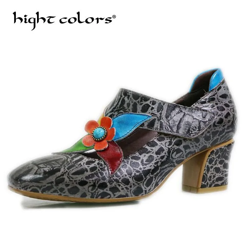 

Size 36~42 Top Quality High Heels Genuine Leather Square Toe Party Shoes Woman Slip On Spring Summer Brand Office Pumps Shoes