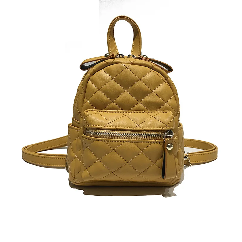 

Kajie 2018 Quilted Backpack For Women Diamond Lattice Knapsack Girl Packsack Rucksack Small Shoulder Bag Yellow White Black