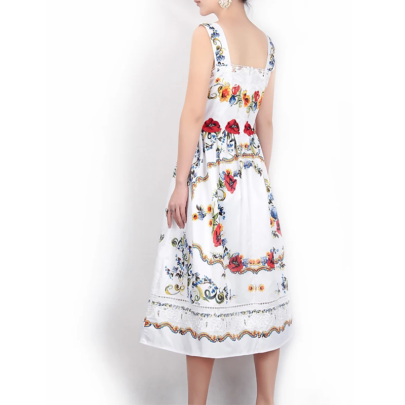 Высокое качество модное Открытое платье Лето Подиум Сексуальный Спагетти ремень аппликации печатные платья
