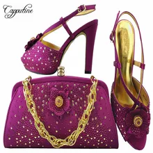 Capputine New African Rhinestone Shoes And Bags Matching Set Summer Desgin Shoes And Shoes And Bag For Wedding Party MM1040