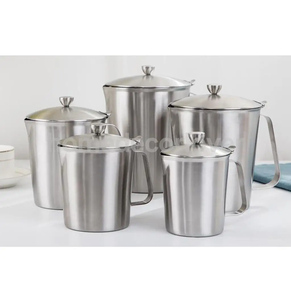 Stainless Steel Coffee Tea Mug Cup with Lid and Graduation with Handle Hot Tea Milk Vacuum Cup 500ml - 2000ml