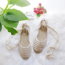Summer Sandals Espadrille Women Sandals flat shoes Espadrilles Lace Up Ladies Flats Casual Shoes For Woman Spring ladies shoes and sandals Black Plus Size 41 Cheap Shoes Female black rope women white slingback shoes lace up ladies strap sandals female wedge ankle espadrilles pumps tie closed toe designer