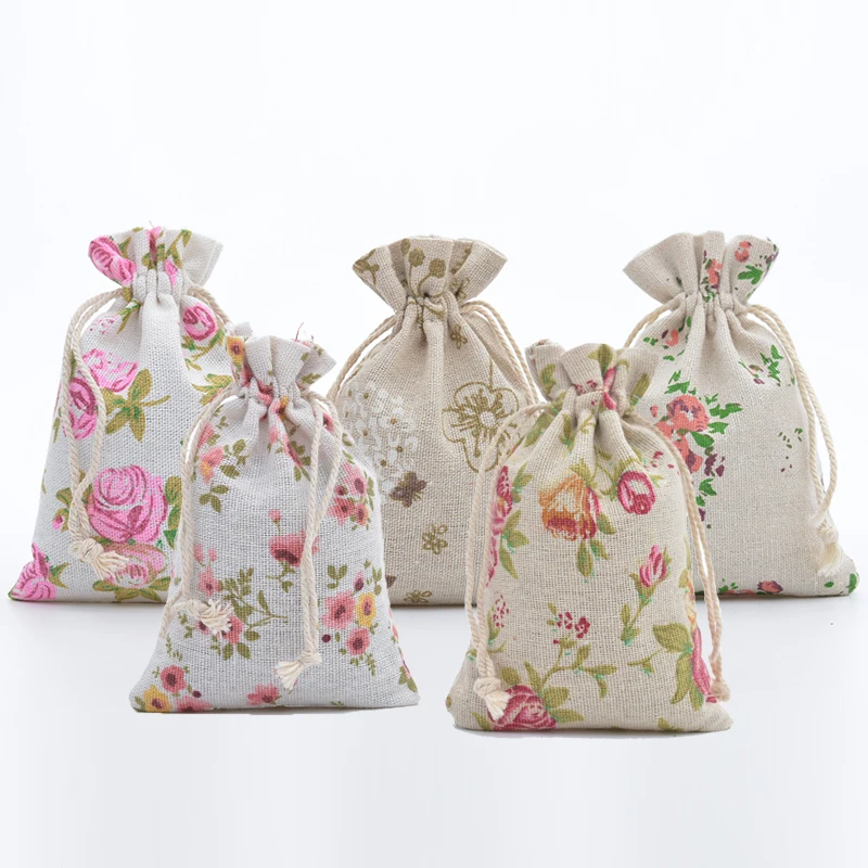 

30Pcs Natural Rose Jute Drawstring Favor Bag Burlap Bag Linen Favor Bag For Wedding Party Favor 10x14cm Jute Gift Pouch