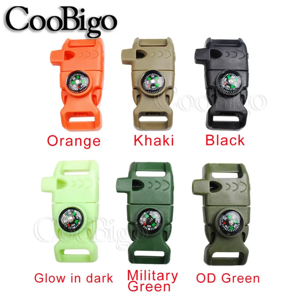 10 Pack 3//4 Emergency Survival Compass Whistle Side Release Buckle Flat Paracord Bracelet Parachute 550 Cord Outdoor Camping Accessories #FLC007-BW 20mm 10pcs 3//4