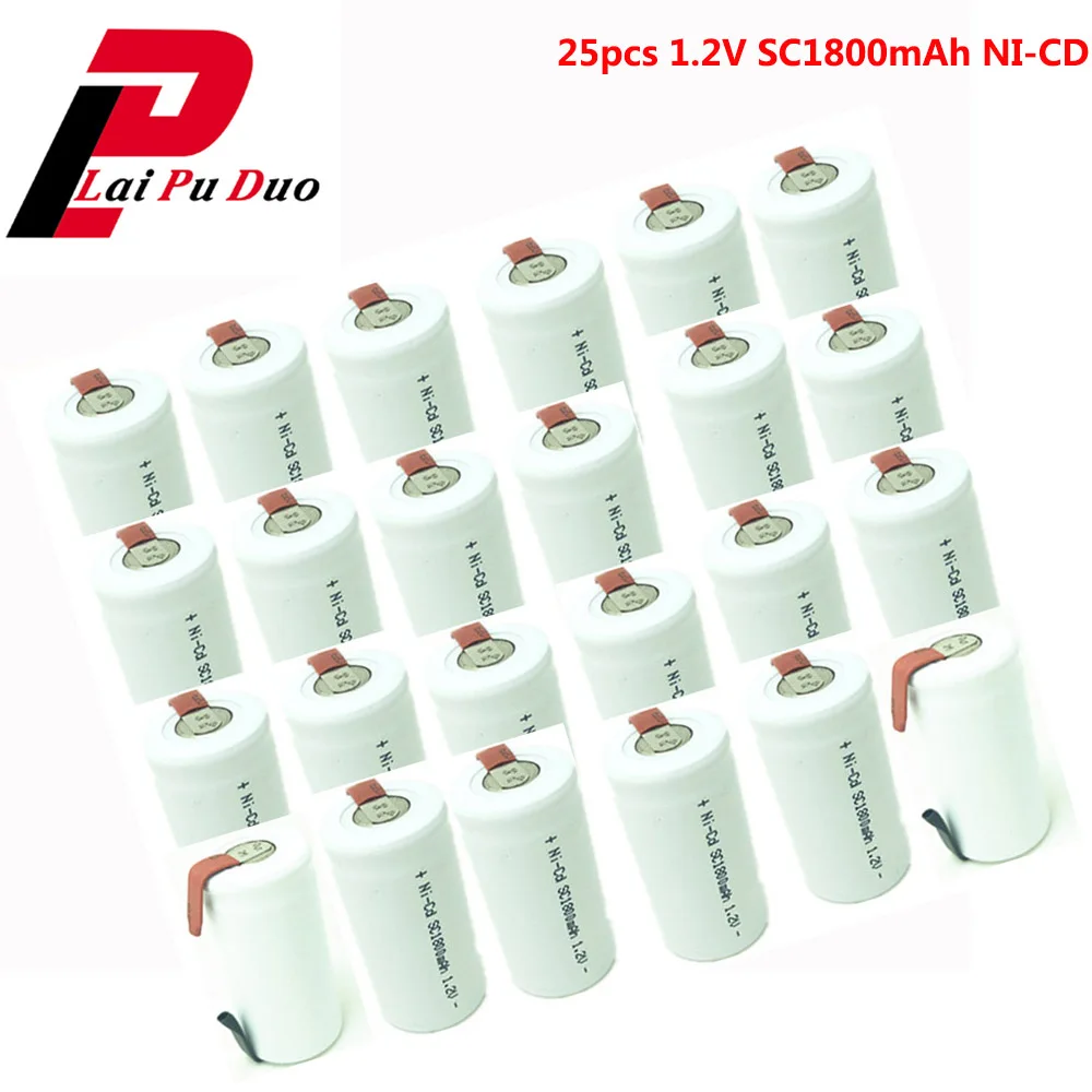 24 шт. SC1800mAh Батарея сотовый Subc перезаряжаемые аккумуляторы NI-CD 1,2 V аккумулятор SC