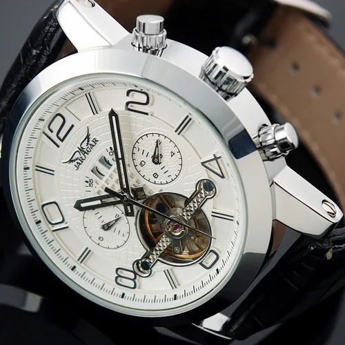 JARAGAR Для мужчин смотреть большой циферблат Tourbillion механические наручные часы