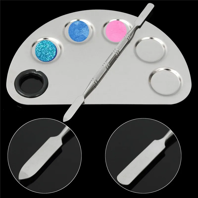 Promo Stainless Steel Cosmetic Semicircle Five Hole Makeup Palette