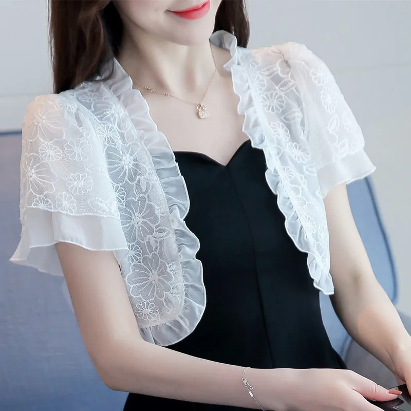 

New 2020 Summer Women Short Thin Cardigan Lace Sun Protection Clothing Tops Camisetas Mujer Cape Blusas Femininas