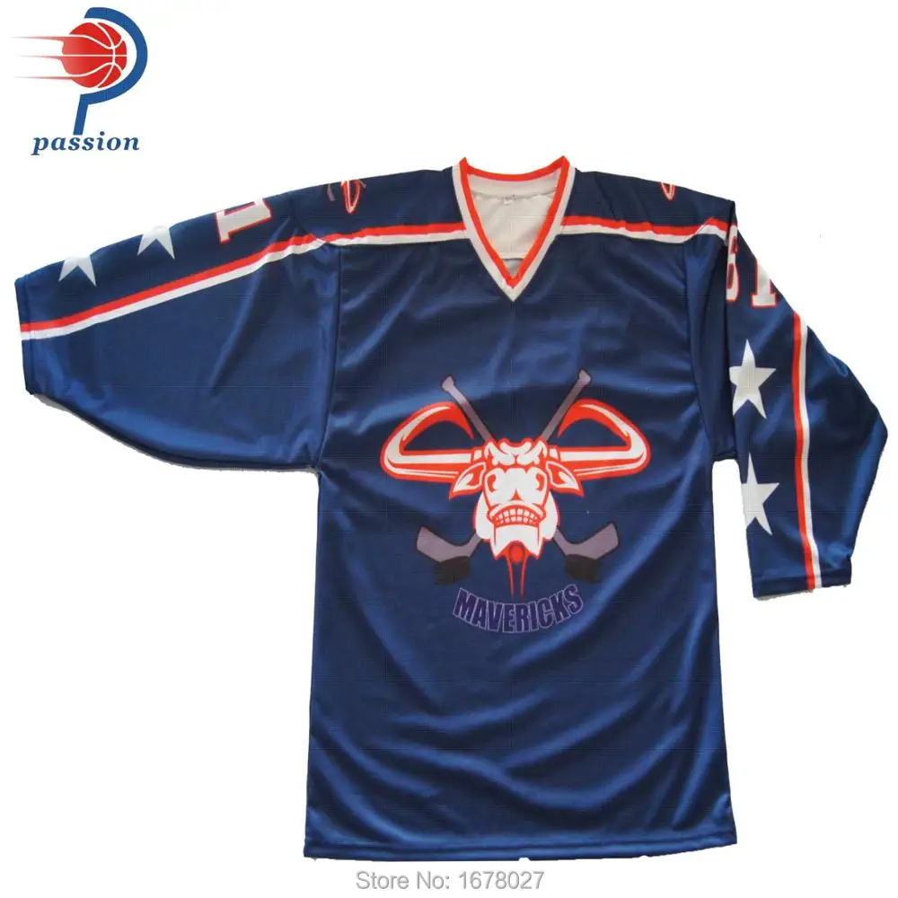 

Sublimation polyester fabric V-neck ice hockey shirts