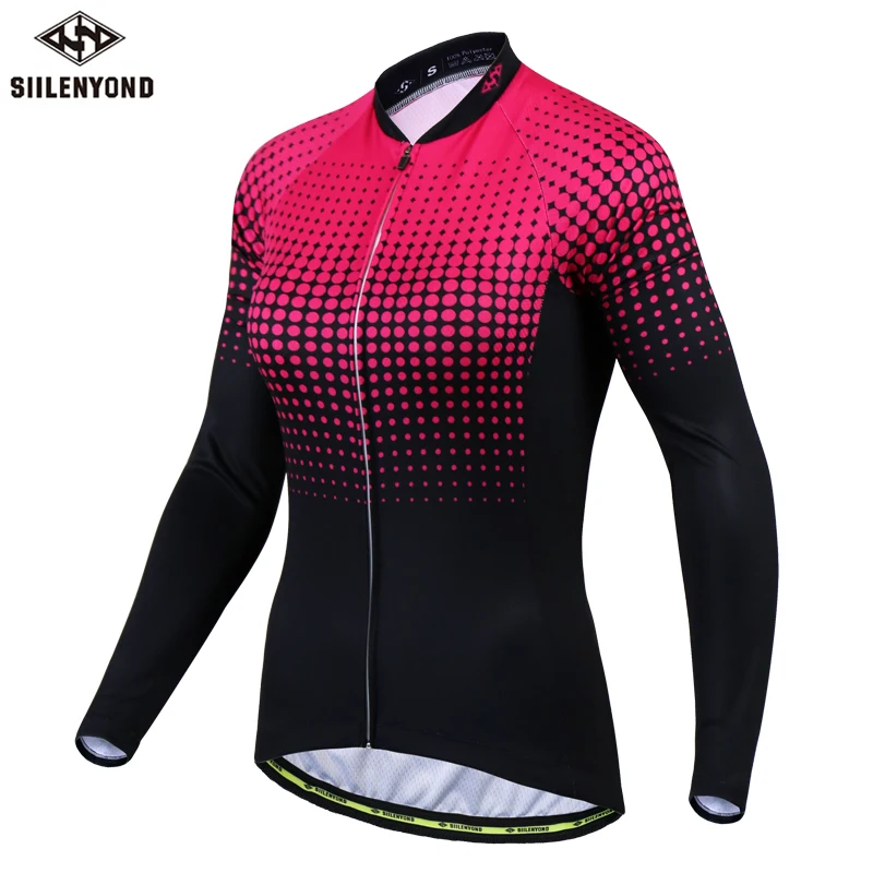 

Siilenyond 2019 Women Winter Long Sleeve Cycling Jersey Keep Warm MTB Bicycle Cycling Clothes Thermal Fleece Cycling Clothing