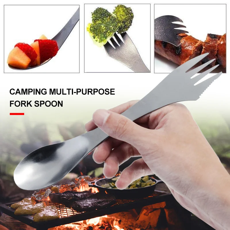 Ложка Spork портативная 3 в 1 из нержавеющей стали кухонная посуда для походов на