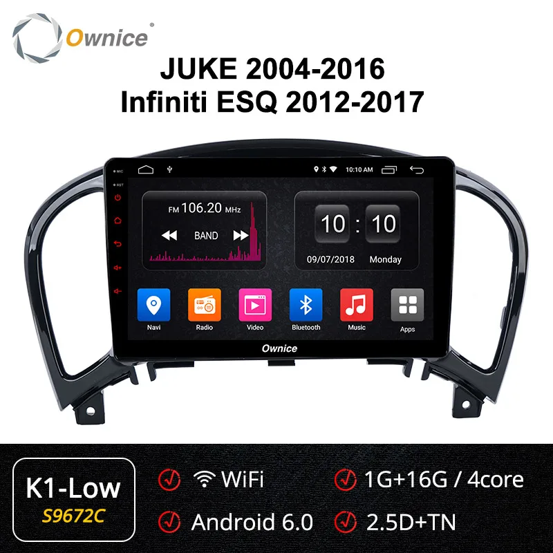 Ownice k3 k5 k6 Android 9,0 64 Гб rom Восьмиядерный автомобильный dvd-плеер gps радио для Nissan JUKE 2004- 2din DSP 4G LTE SPDIF аудио - Цвет: S9672 K1-Low