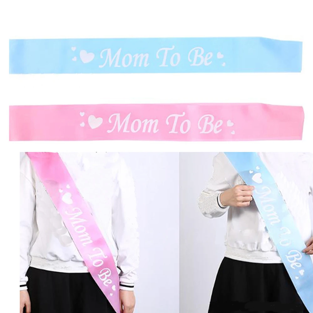 

Mom To Be Letter Ribbon Sash Shoulder Strap New Mommy Blue/Pink Party Gift Favors New Designs Decorative Crafts Supplies