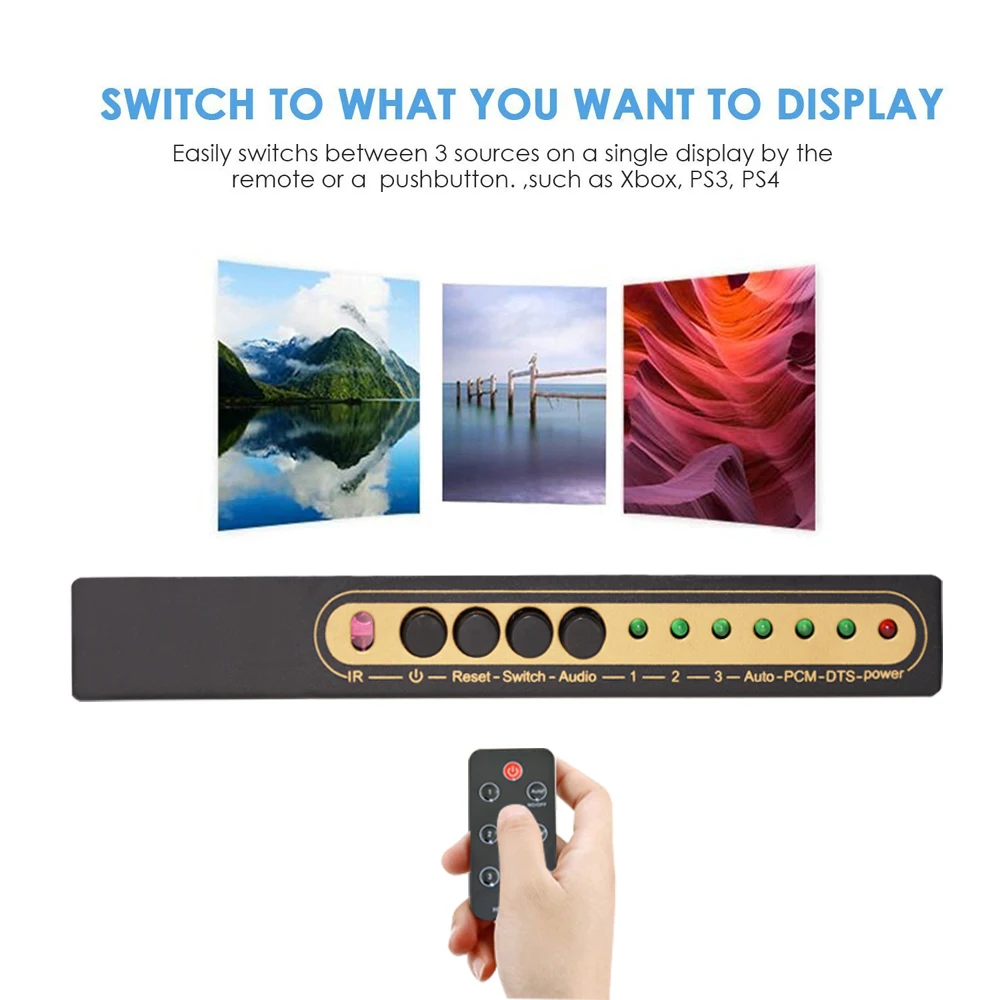 HDMI переключатель Aikexin 3x1 с аудио экстрактором 4K 3 портовый Переключатель ИК