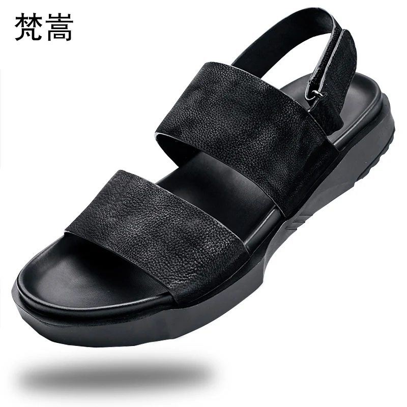 

fashion sandals mens British retro Genuine Leather beach shoes casual breathable mens gladiator sandals summer all-match cowhide