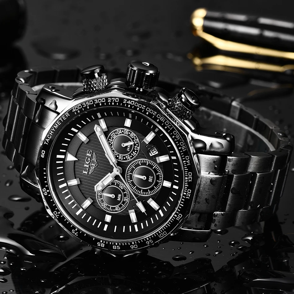 2019 New LIGE Mens Watches Top Brand Luxury Men's Waterproof Military Sports Watch Men All Steel Quartz Clock Relogio Masculino