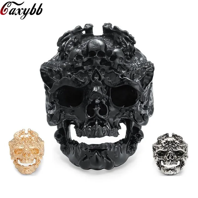 

Black Silver Gold Huge Skull Ring 316L Stainless Steel Punk Style Newest Design Men Boys Skull Ring