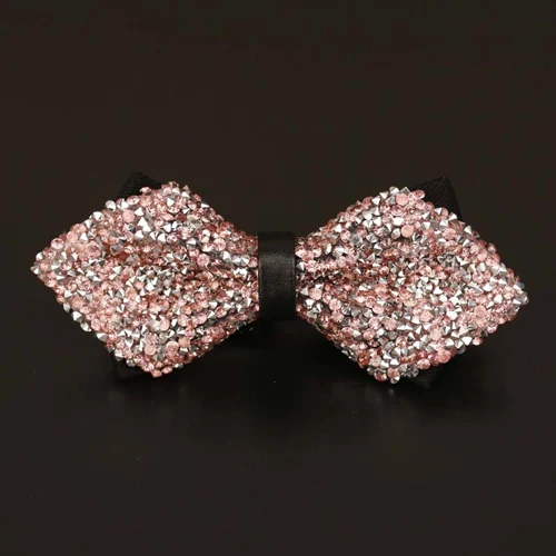 HUISHI роскошный Алмазный черный цвет галстук-бабочка для мужчин бабочка стразы воротник галстук Кристалл шатон супер классный Алмазный Свадебный галстук-бабочка - Цвет: H 52
