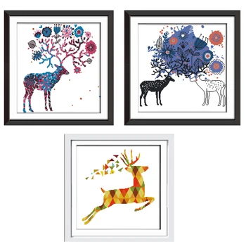 

Joy Sunday Elk and Seven color Deer Canvas DMC Counted Chinese Cross Stitch Kits printed Cross-stitch set Embroidery Needlework