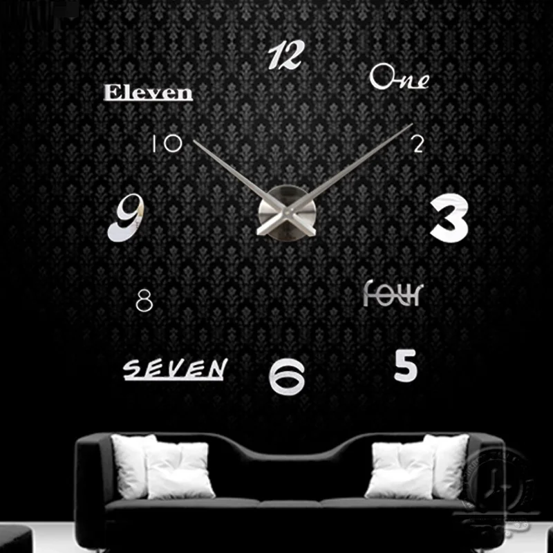 

Country Tuscan Style 3D Creative acrylic mirror wall stickers DIY clock wall clock simple and stylish digital clock personalized