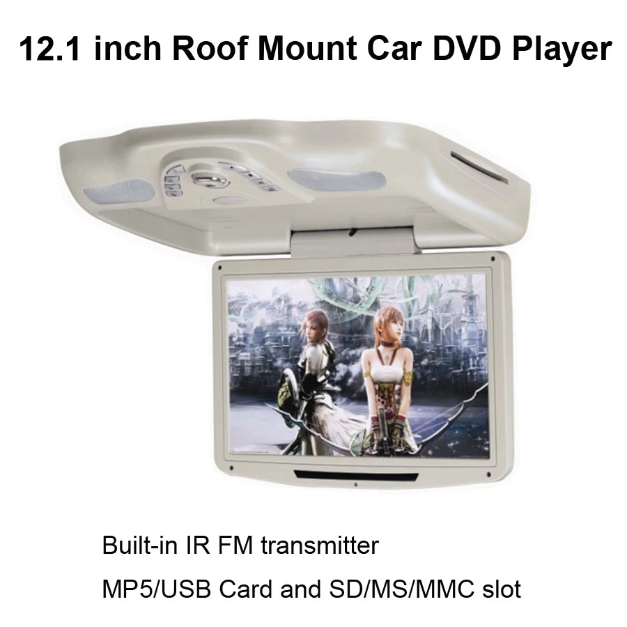 12.1 Inch Roof Mount Car DVD Player with built in IR FM transmitter and