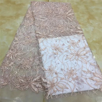 

VILLIEA African Lace Fabric 2018 Embroidered Nigerian Beaded Laces Fabric.High Quality French Tulle Lace Fabric For Women