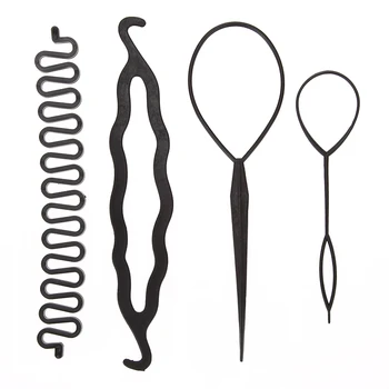 

4pcs/set Hair Braiding Twist Curler Set Bun Maker Styling Hairpin Holding Hair Braiders Pull Hair Needle Ponytail DIY Tool