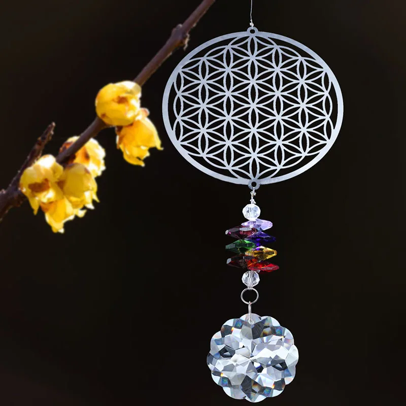 H&D Хрустальный цветок жизни Suncatcher Радуга производитель окна висячие орнамент сувенир Рождественский подарок дома Свадебные украшения