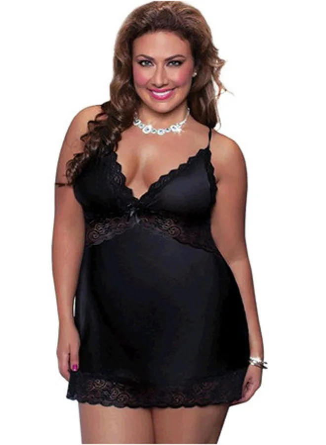 Free Shipping Women Plus Size Sexy Lingerie Satin Lace Dress Sex