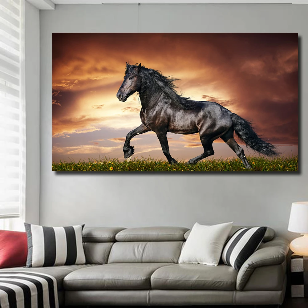 Buy QKART Home Decor Wall Art Horse Running Canvas