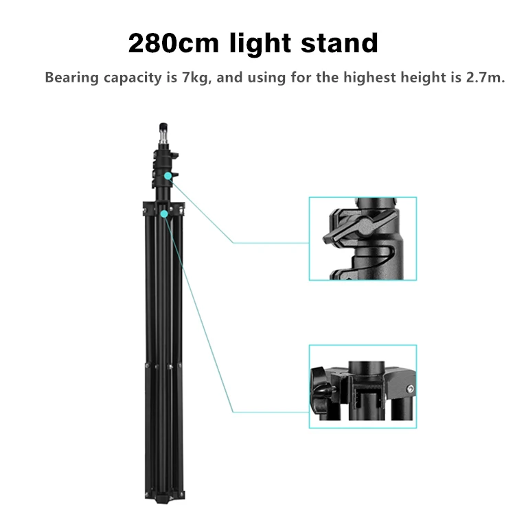 Max entension 280cm LED lighting stand tripod Ajustable Photo Studio Accessories For Softbox Photo Video Lighting Flashgun Lamps