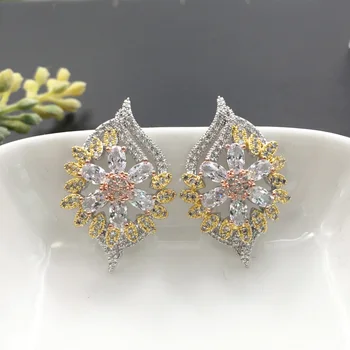 

Lanyika Fashion Jewelry Exquisite Graceful Flower Earrings Full Micro inlay Micro Plated Banquet Popular Best Gift