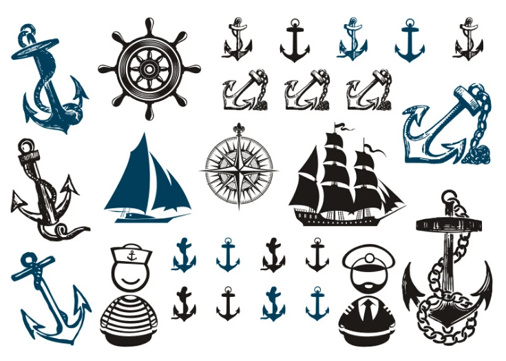 

Waterproof Temporary Fake Tattoo Stickers Cool Ship Anchor Crew Design Body Art Make Up Tools