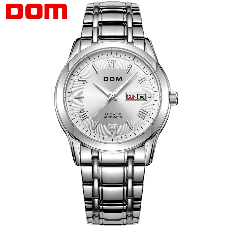 

DOM brand mechanical watch for men simple waterproof stainless steel Auto Date watches Business Calendar reloj hombre reloj M-53