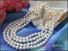 4 Strands 20 8 mm white round freshwater cultured pearl font b neckalce b font