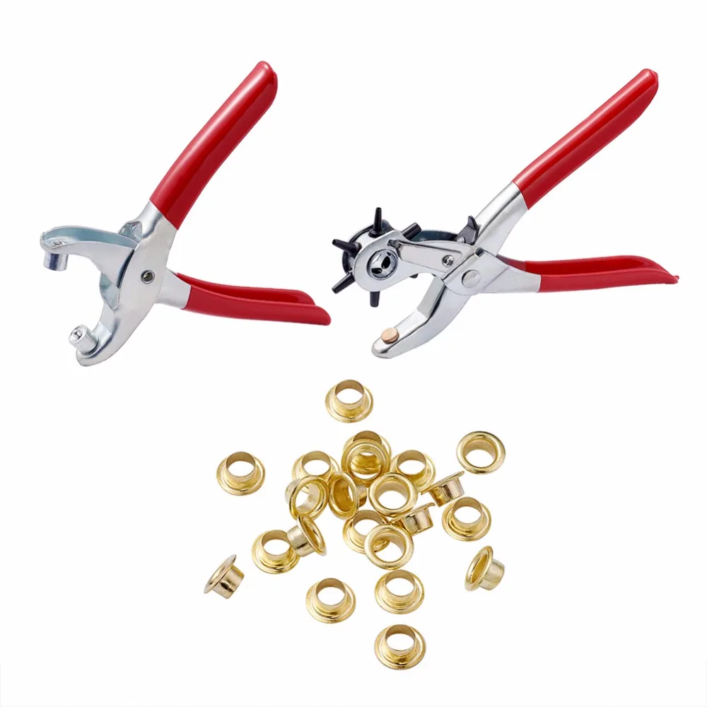 45 Steel Punch Plier Sets, Eyelet Pliers and Iron Findings, Suitable for leather punch, Red