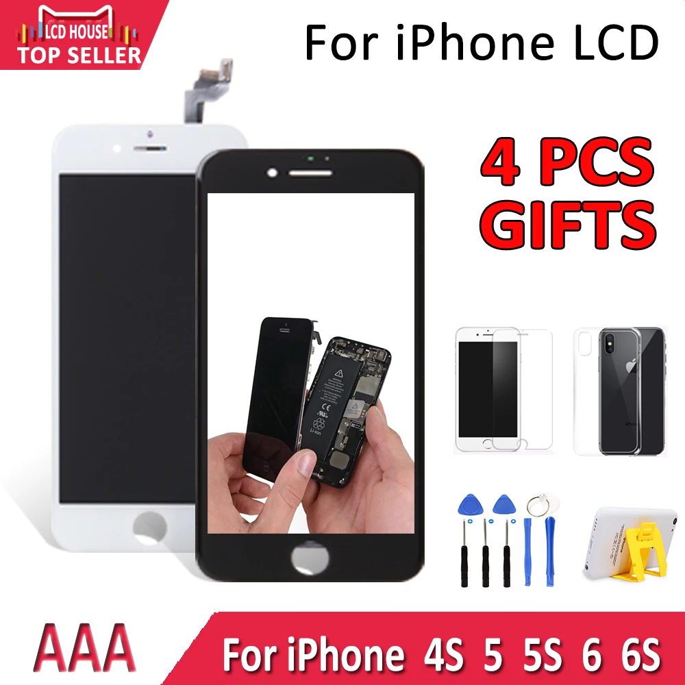 AAA экран для iPhone 4S 5 5S 6 6 S lcd Pantalla сенсорный экран дигитайзер сборка Замена Высокое качество без битых пикселей дисплей