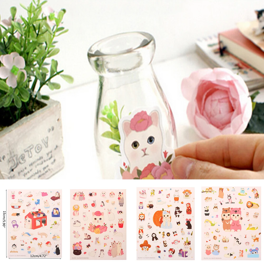 2017 New School Supplies Diy Jetoy Sweet Cats Stickers Pack Kawaii Planner Scrapbooking Sticky Memo Sticker Stationery