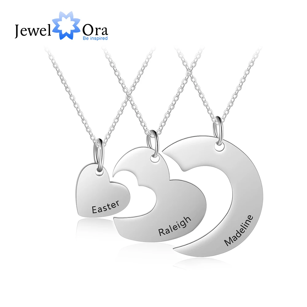 

Personalized Stainless Steel Heart Necklace Custom 3 Names Friendship Bff Necklaces for Women Girls (JewelOra NE103183)