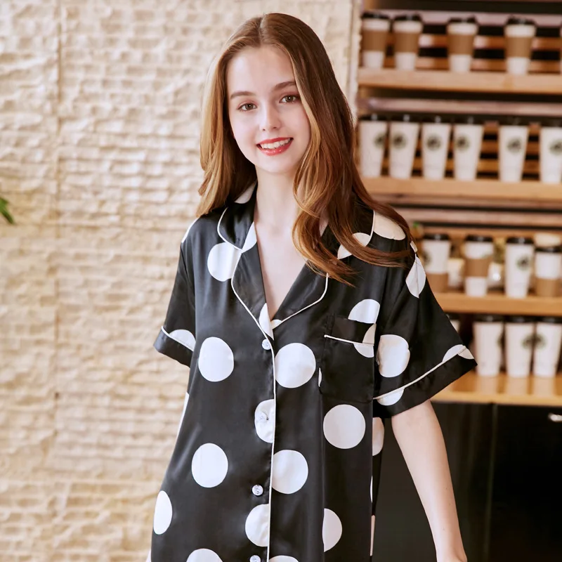 SpaRogerss New Fabric Women Sleep Tops 2018 Printed Silky Sexy Ladies Summer Long Sleep Shirt Sexy Women's Sleep Lounge SQ798
