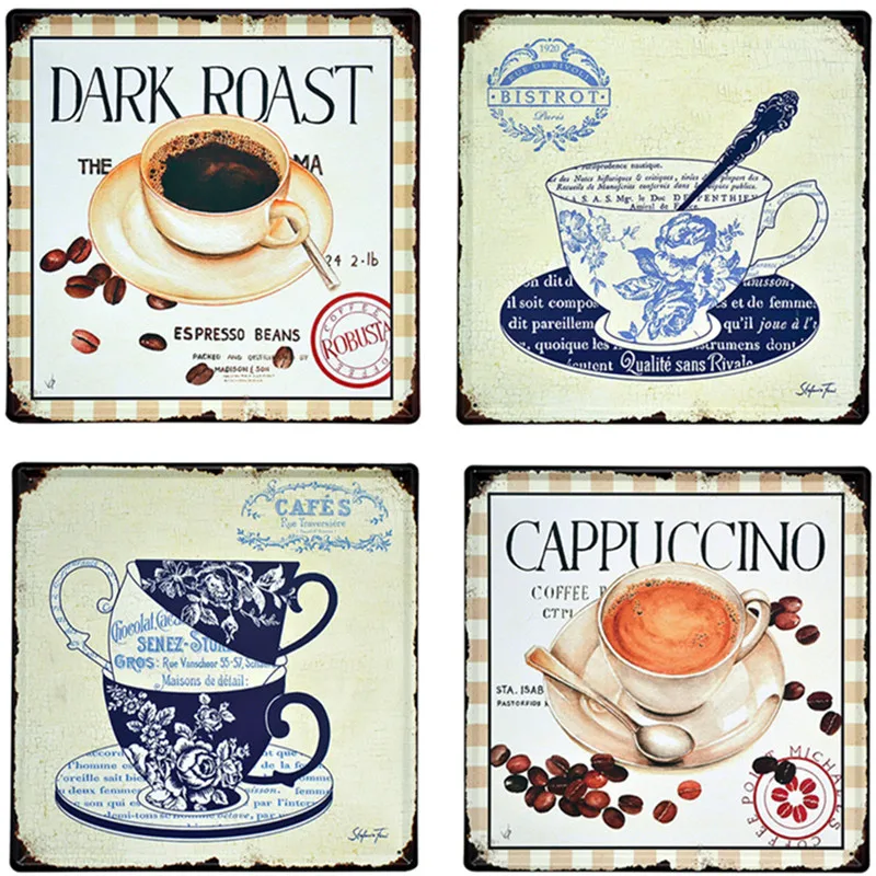 

Dark Coffee Cafes Chai Latte Bistrot Vintage Metal Tin Signs Home Decor Iron Poster Home Decorative Retro Wall Art for Bar Pub