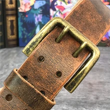 Super szeroki 4.3CM podwójne klamra 130CM-138CM długi pas luksusowe gruba skóra pas mężczyźni Ceinture Homme pasek do jeansów MBT0018